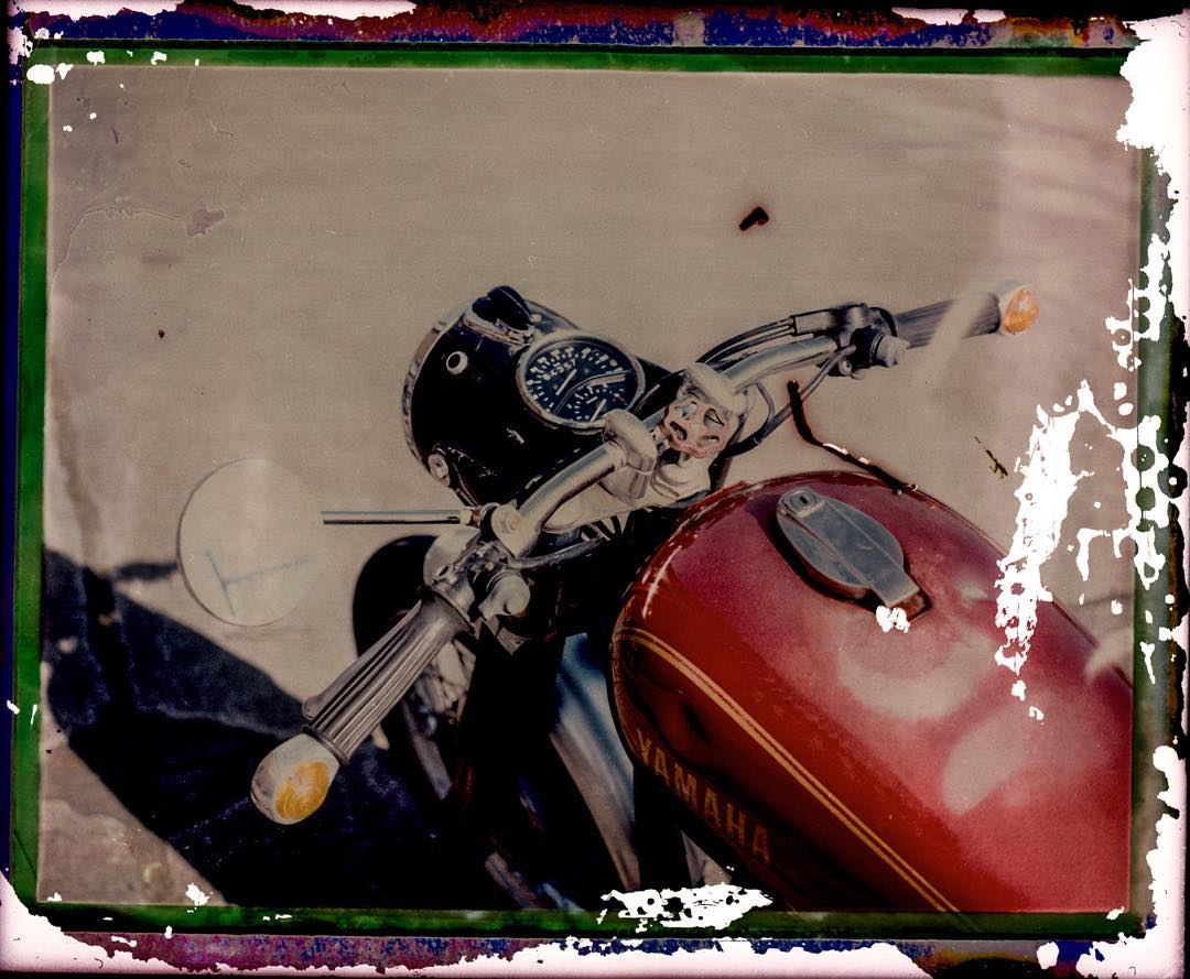 #stillife Berger's #BMW with Yamaha tank #Polaroid #Polaroid350 #Film #Negative #fujifp100c