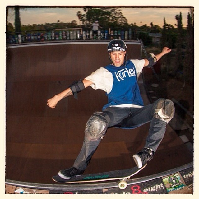 Great session at the B-Team ramp with #bobburnquist #lincolnueda #mancha Bob with a switch Smith on his last run of the day
