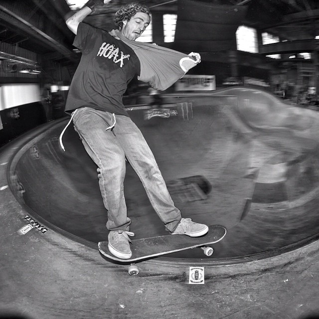 #throwbackthursday Josh 'Skreech' Sandoval smith grind with Arm in sling  at the Factory Bowl in Düsseldorf, 2013 #Bailgun
