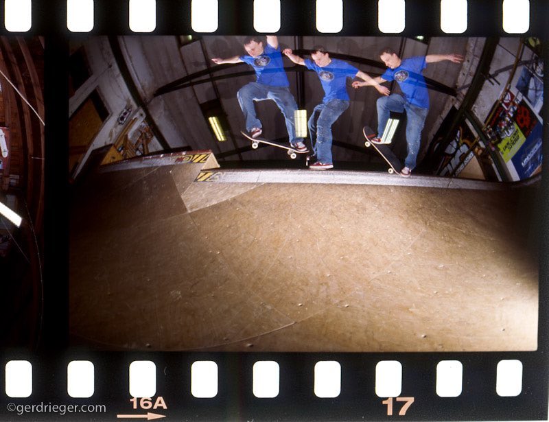 #flashbackfriday Thilo Nawrocki, bs bluntslide in Unna few years ago. Triple exposure on film!!! #bailgun #gerdrieger.com #35mm #analog #photography #tripleexposure #skateboarding #miniramp